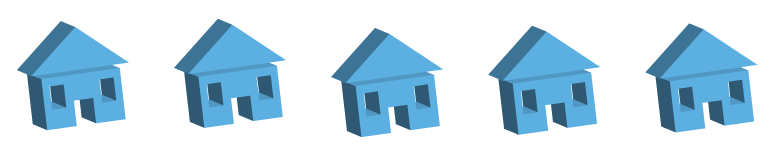Several three dimensional home page symbol.